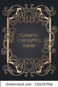 Template frame in the vector for laser cutting. Unique decorative ornaments for greeting cards, wedding invitations, save the date with space for your text. Vintage frame, antique cover.