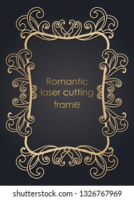 Template frame in the vector for laser cutting. Unique decorative ornaments for greeting cards, wedding invitations, save the date with space for your text. Vintage frame, antique cover.