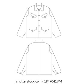 Template french hunting jacket vector illustration flat sketch design outline