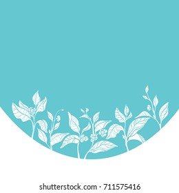 Template with fresh composition of branches. Natural leaves and flowers. Design. Can be used as label. Eco-product. Copy space. Vector illustration Eps.10