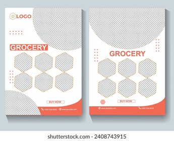 Template of Fresh grocery flyer design. social media posts, flyers, and facebook cover templates for the grocery business. vegetable flyer, post, and cover design set, And Use others.