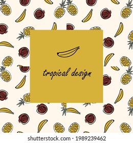template with fruits in flat style for cards, business cards, advertisements, posters, posters