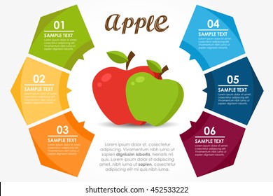 Template fruits nutritional properties. Apple circle info-graphic. Vector illustration 
