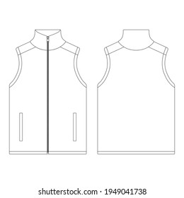 Template full zip sweater vest vector illustration flat sketch design outline