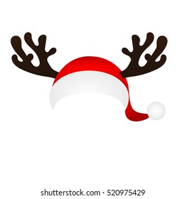 Template for a fun photo of Santa Claus hat and horn Christmas reindeer cartoon