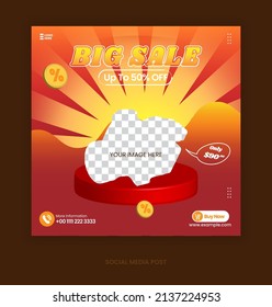 Template Gadget with Elegant Style and Orange Color For Social Media Post Banner