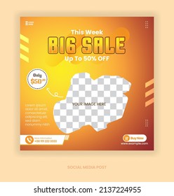 Template Gadget with Elegant Style and Orange Color For Social Media Post