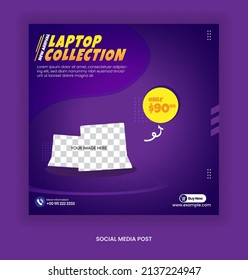 Template Gadget with Luxury 3D Podium Style and Purple Color For Social Media Post
