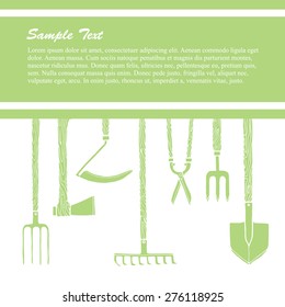 Template with garden tools. Vector illustration.