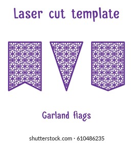 Template of garlands from flags for laser or plotter cutting. May be used for decorate the room, the photographer's studio, for scrapbooking.