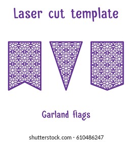 Template of garlands from flags for laser or plotter cutting. May be used for decorate the room, the photographer's studio, for scrapbooking.