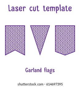 Template of garlands from flags for laser or plotter cutting. May be used for decorate the room, the photographer's studio, for scrapbooking.