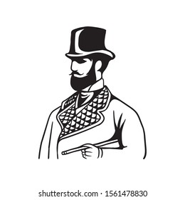 template gentleman with hat illustration 