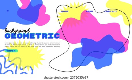 Template geometric abstract background landing page design. vibrant color vector illustration artwork