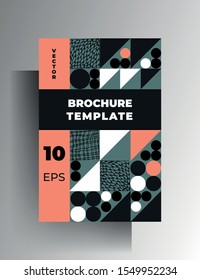Template geometric cover, poster, brochure. Modern design in pastel colors with hand-drawn textural elements. Vector 10 EPS.