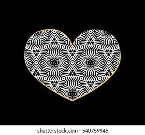 template geometric floral pattern in form heart. vector illustration Card for Valentine's Day, wedding invitation.