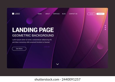 Template geometric minimal landing page vector design in eps 10