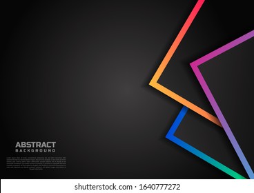 Template geometric overlap with vibrant color border on black background use space for text, ad., flyer. Vector illustration