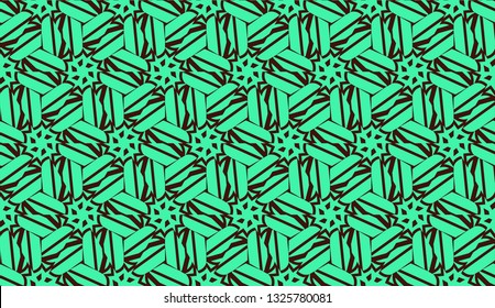 Template with geometric pattern. Vector illustration. Triangles style. Green, chocolate color. Seamless.