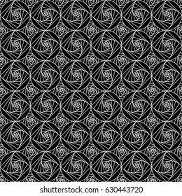 Template geometric polygonal spirals. Stylish texture. Linear monochrome background