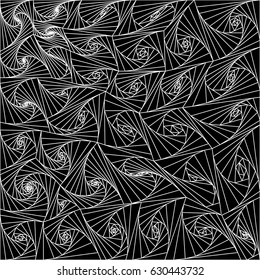 Template geometric polygonal spirals. Stylish texture. Linear monochrome background