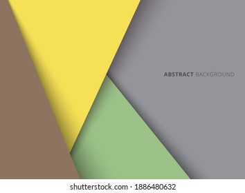 Template geometric triangle yellow, green, brown color overlapping layer with shadow on gray background. Vector illustration