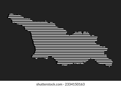 Template Georgia map from white horizontal lines isolated on background. Europe country for pattern, design, illustration, infographic. Abstract concept parallel lines of silhouette map Georgia
