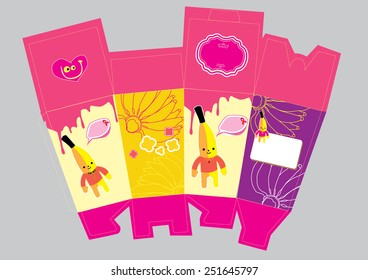 Template for gift box banana 