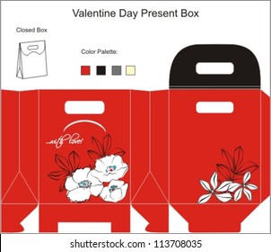 Template for Gift Box with flowers