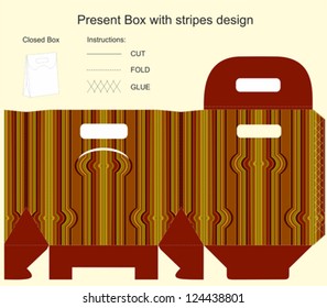 Template for gift box with stripes design