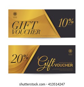 Template Gift Voucher Coupon Discount, Background Gold Design, Vector illustration