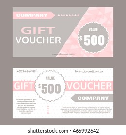 Template of gift vouchers with geometric pattern for shops, restaurants, sports, clubs, spa, studios. Retro design vector vouchers.
