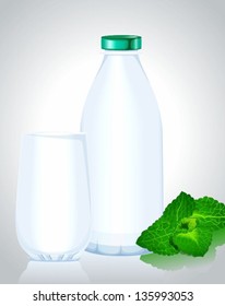 Template with a glass bottle