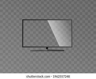 Template of glass clear empty frame of lcd TV monitor or screen, realistic vector illustration isolated on transparent background. Led display protective glass mockup.