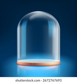 Template glass dome with stand. Vector mockup