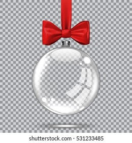 Template Of Glass Transparent Christmas Ball
