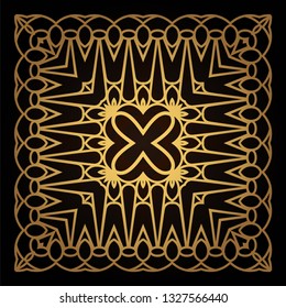 Template gold frame in the vector for laser cutting. Unique decorative ornaments for greeting cards, wedding invitations, save the date with space for your text. Vintage frame, antique cover.