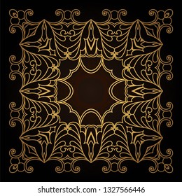 Template gold frame in the vector for laser cutting. Unique decorative ornaments for greeting cards, wedding invitations, save the date with space for your text. Vintage frame, antique cover.