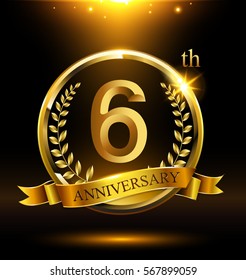 6th Golden Anniversary Logo Six Years Stock Vector (Royalty Free) 561518671