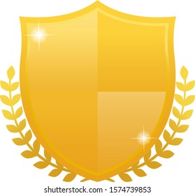 Template of a golden shield and laurel leaves