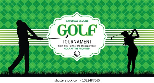 Template for golf invitations with sample text cleverly organized with layers