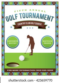 A template for a golf tournament scramble invitation flyer. Vector EPS 10 available.