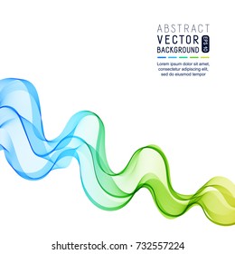 Template with Gradient Wave Line for your Text, Information. Abstract Transparent Smooth Wavy Horizontal Curved Line on White Background.
