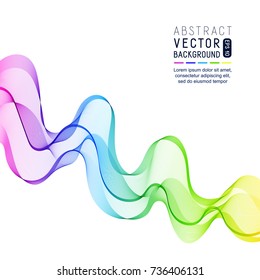 Template with Gradient Wave Line for your Text, Information. Abstract Transparent Smooth Wavy Horizontal Curved Line on White Background.