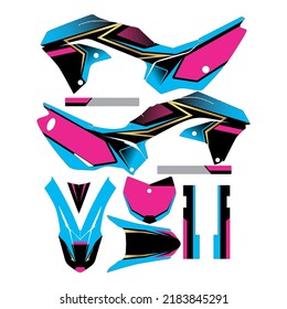 Template graphic design decal motocross black blue pink