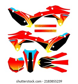 Template graphic design decal motocross red yellow black
