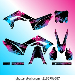 Template graphic design decal motocross blue black pink