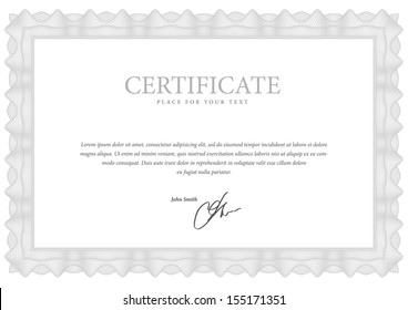 Template Gray border diplomas, certificate and currency. Vector illustration