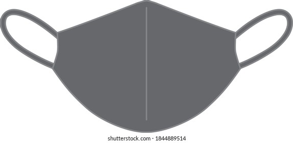 Template of gray protective face mask or medical mask. Vector illustration isolated on white background.