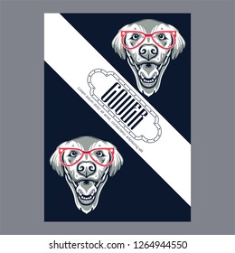 Template greeting banner with dogs